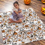 Gepersonaliseerde Spook Pompoen Zachte Deken Baby Inbakerdoek en Knoopmuts Set met Naam Halloween Cadeaus voor Familie Nieuwe Ouders