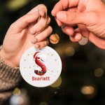 Personalized Santa Claus Candy Cane Initial Round Heart Christmas Ornaments with Name and Lanyard Home Decor Christmas Gift for Family