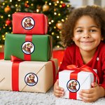 Set di 2 adesivi impermeabili personalizzati con nome Bomboniere per feste natalizie per bambini, famiglia e amici