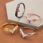 Personalized Gothic Bat Wings Ring with Birthstone Vampire Vintage Rings Cool Punk Jewelry Goth Accessories Wedding Anniversary Gift for Women