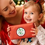 Monogramme de Noël personnalisé Lot de 2 étiquettes autocollantes imperméables avec nom, texte et année Décoration de Noël Favors pour la famille et les enfants