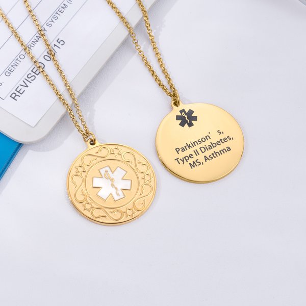Identificación Personalizada de Emergencia Médica Alerta ID Tag Collar con Texto Grabado de Supervivencia de Emergencia Cumpleaños Regalo para Hombres Mujeres