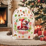 Personalized Snowman Reindeer Penguin Christmas Initial Drawstring Christmas Gift Bag with Name Christmas Eve Party Gift for Kids Family Friends