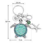 Gepersonaliseerde Zeeschildpad Zeester Oceaanthema Sleutelhanger Tashanger met Initiaalschijf Verjaardagscadeau voor Dames Schildpadliefhebbers