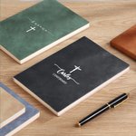 Cuaderno personalizado de cuero PU con cruz de líneas 200 páginas y nombre regalo de cumpleaños o bautizo religioso para cristianos