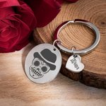 Gepersonaliseerde Schedel Sleutelhanger met Naam Halloween Cadeau voor Gothic Liefhebbers