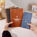 Cuaderno personalizado de cuero PU con cruz de líneas 200 páginas y nombre regalo de cumpleaños o bautizo religioso para cristianos