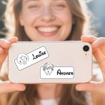 Gepersonaliseerde Watervaste Etiketten van Karakter in Komische Stijl met Naam Vakantie Kantoorgeschenk voor Collega's Vrienden