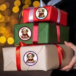 Set di 2 adesivi impermeabili personalizzati con nome Bomboniere per feste natalizie per bambini, famiglia e amici