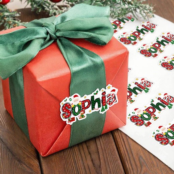 Henkilökohtainen Santa Claus Elk Design Vedenpitävä tarrat tarrat nimi lahja sisustus joulujuhla suosikkeja perheelle ystävät