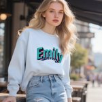 Gepersonaliseerd 3D-Effect Veelkleurig Geborduurd Bijnaam Zacht T-shirt Sweatshirt Hoodie Moederdag Verjaardagscadeau voor Mama Oma