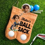 Personalized Cartoon Character Face Photo Suede Golf Ball Bag Sack with 2 Golf Balls Golf Accessory Birthday Gift for Golfer Golf Player