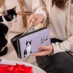 Personalized 1-3 Pet Photos PU Leather Wristlet Wallet with Names Birthday Anniversary Gift for Woman Dog Cat Mom