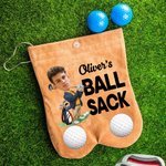 Personalized Cartoon Character Face Photo Suede Golf Ball Bag Sack with 2 Golf Balls Golf Accessory Birthday Gift for Golfer Golf Player