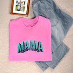 Gepersonaliseerd 3D-Effect Veelkleurig Geborduurd Bijnaam Zacht T-shirt Sweatshirt Hoodie Moederdag Verjaardagscadeau voor Mama Oma