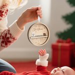 Henkilökohtainen kirjahylly ja nallekarhu puinen joulukuusen koriste, jossa nimi ja vuosi Block Tree Decor Ensimmäinen joululahja uusille vanhemmille vastasyntyneille