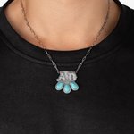 Personalizada Estilo Occidental Turquesa Collar Dainty con Letras Cumpleaños Aniversario Regalo para Mujeres