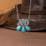 Personalizada Estilo Occidental Turquesa Collar Dainty con Letras Cumpleaños Aniversario Regalo para Mujeres