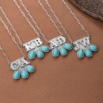 Personalizada Estilo Occidental Turquesa Collar Dainty con Letras Cumpleaños Aniversario Regalo para Mujeres