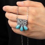 Personalizada Estilo Occidental Turquesa Collar Dainty con Letras Cumpleaños Aniversario Regalo para Mujeres