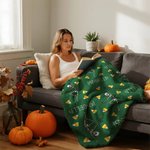 Personalised Halloween Theme Skeleton Lollipop Pumpkin Soft Throw Blanket with Name Home Decor Halloween Gift for Family Friends