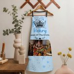 Personalized Crown Heart-Shaped Prints 3 Photos Waterproof Adjustable Apron with Name and Pockets Mother's Day Birthday Gift for Mom Grandma