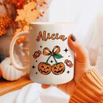 Taza de cerámica personalizada con calabaza y cereza de 325 ml y 445 ml regalo de Halloween y decoración diaria para familiares y amigos