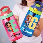 Borraccia personalizzata da 475ml con nome iniziale e personaggio cartone animato regalo per compleanno Natale e attività all'aperto per bambini