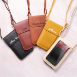 Personalized PU Leather Crossbody Bag with Name and Touch Screen Window Daily Use Birthday Gift for Women