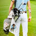 Personalized Cartoon Head Photo Character 100% Cotton Absorbent Golf Towel with Name and Carabiner Clip Game Day Birthday Gift for Golf Players Lovers