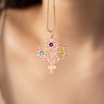 Collar Personalizado Flor de Nacimiento Piedra de Nacimiento Joyería Delicada Uso Diario Aniversario Cumpleaños Regalo para Mujer Mamá
