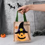 Personlig Halloween-pumpa dödskalle häxa säckväv tygpåse för godis med namn perfekt Halloweenpresent till barn