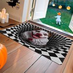 Personalized Halloween Scary Dog Design Waterproof Non-Slip Door Mat with Name Home Decor Halloween Gift for Dog Lovers