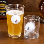 Personalisierte Cartoon-Charakter eingebettet Golf Whiskey Bier Glas mit Namen und Initialen Geburtstag Spiel Tag Geschenk für Whiskey Bier Liebhaber Golfspieler