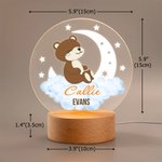 Personalized Dreamy Moon Forest Animal LED Night Light with Name Text and Wooden Base Nursery Room Decor Birthday Baby Shower Gift for Baby Kid