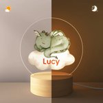 Personalized Cloud Cute Dinosaur LED Night Light with Name and Wooden Base Nursery Decor Birthday Baby Shower Gift for Kids