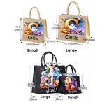 Personalized Ghost Pumpkin Initial Jute Tote Bag with Name Trick or Treat Activity Halloween Gift for Boys Girls