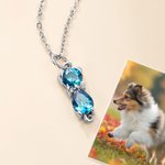 Personalised Cat Dog Bow Birthstone Necklace Dainty Jewellery Birthday Mother's Day Gift for Women Pet Lovers