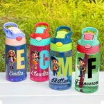 Borraccia personalizzata da 475ml con nome iniziale e personaggio cartone animato regalo per compleanno Natale e attività all'aperto per bambini