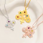 Collar Personalizado Flor de Nacimiento Piedra de Nacimiento Joyería Delicada Uso Diario Aniversario Cumpleaños Regalo para Mujer Mamá
