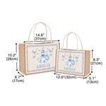 Personalized Bat Pumpkin Ghost Toile De Joey Large Jute Tote Bag with Name Trick or Treat Halloween Party Gift for Kids Women