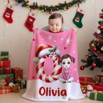 Personalizada Navidad Inicial Cartoon Personaje Suave manta con nombre Decoración del hogar Regalo de Navidad para la familia Amigos