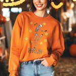Personalized Halloween Skeleton Pumpkin Candy Sweatshirt with Name Halloween Gift for Family Friends