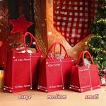 Personalized Santa Claus Candy Cane Style Initials Large Jute Tote Bag with Name Daily Use Christmas Gift for Family Friends