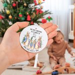 Gepersonaliseerd Onze eerste kerst als een familie Peter Konijn keramische kerstbal met naam opknoping Home Decor Gift voor familie