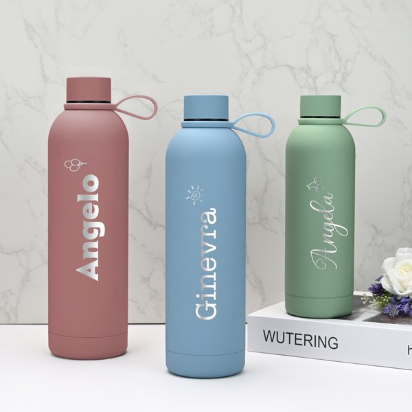 Borraccia termica in acciaio inossidabile personalizzata con nome inciso idea regalo per compleanno o anniversario per famiglia e amici