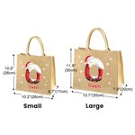Personalized Santa Claus Candy Cane Style Initials Large Jute Tote Bag with Name Daily Use Christmas Gift for Family Friends