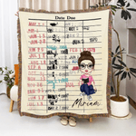 Personalized Library Card Cartoon Character Tassel Soft Throw Blanket with Name Book Club Christmas Birthday Gift for Bookworms