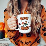 Taza de cerámica personalizada con calabaza y cereza de 325 ml y 445 ml regalo de Halloween y decoración diaria para familiares y amigos