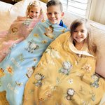 Couverture Douce Personnalisée avec Motif Animaux de Forêt en Aquarelle et Nom Décoration Maison Cadeau Baby Shower pour Enfants Famille et Amis